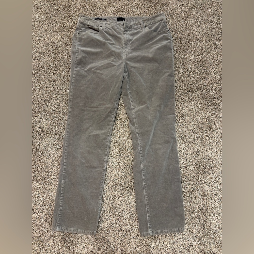 Talbots Women's Straight Leg Corduroy Pants Size 14 gray Casual 5 pocket
